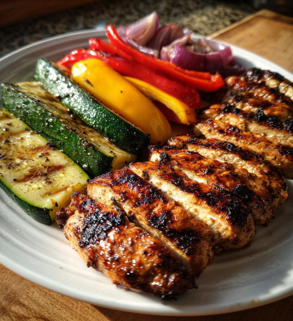 Gegrillte Hähnchenbrust mit Gemüse