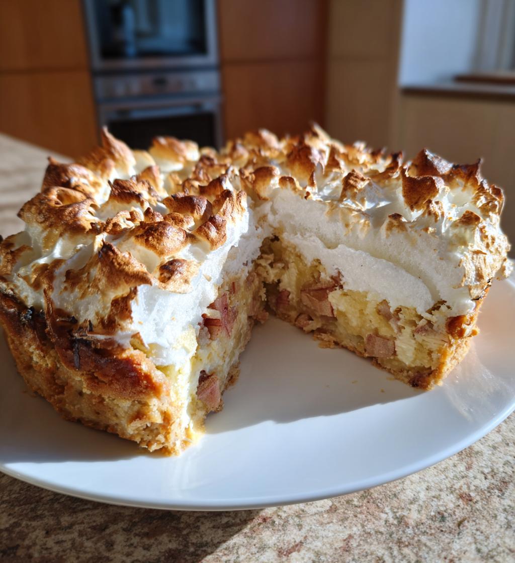 rhabarberkuchen mit baiserhaube