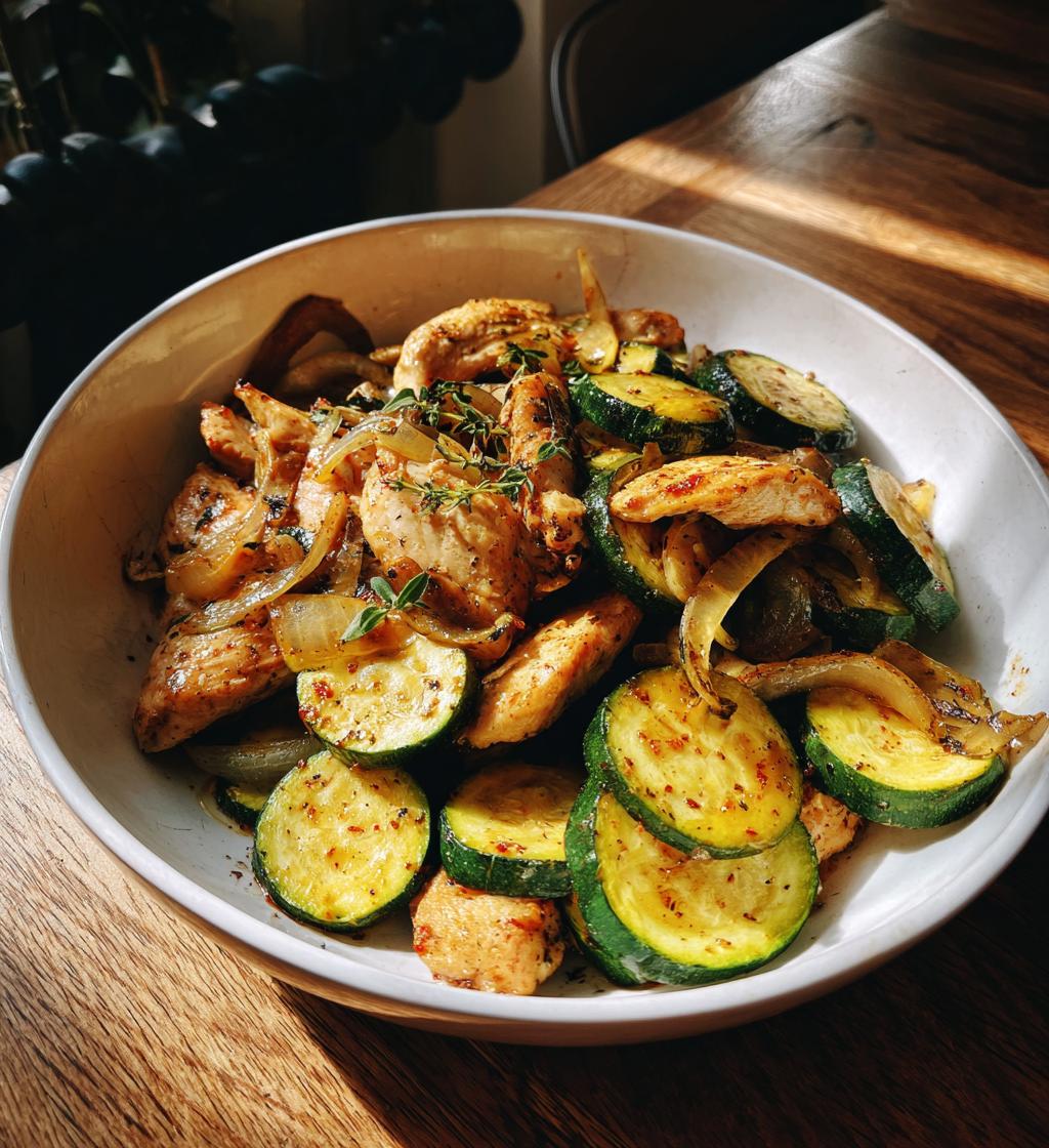 Zucchini Pfanne mit Hähnchen