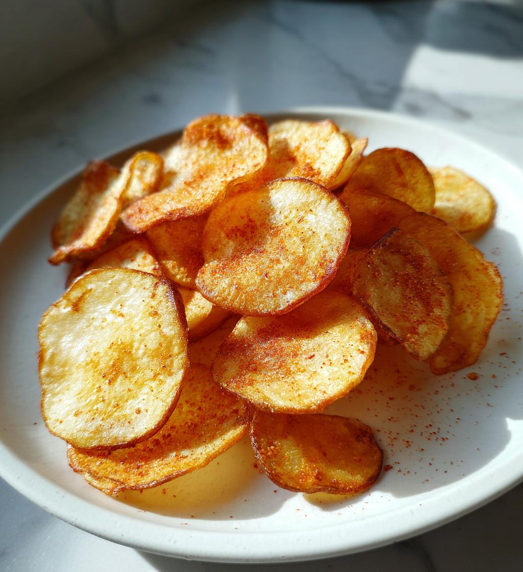 Knusprige selbstgemachte Kartoffelchips aus der Heißluftfritteuse in 15 Minuten