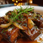 zwiebelfleisch rezept: Zwiebelgeschmorter Rinderschmorbraten perfekt zubereitet
