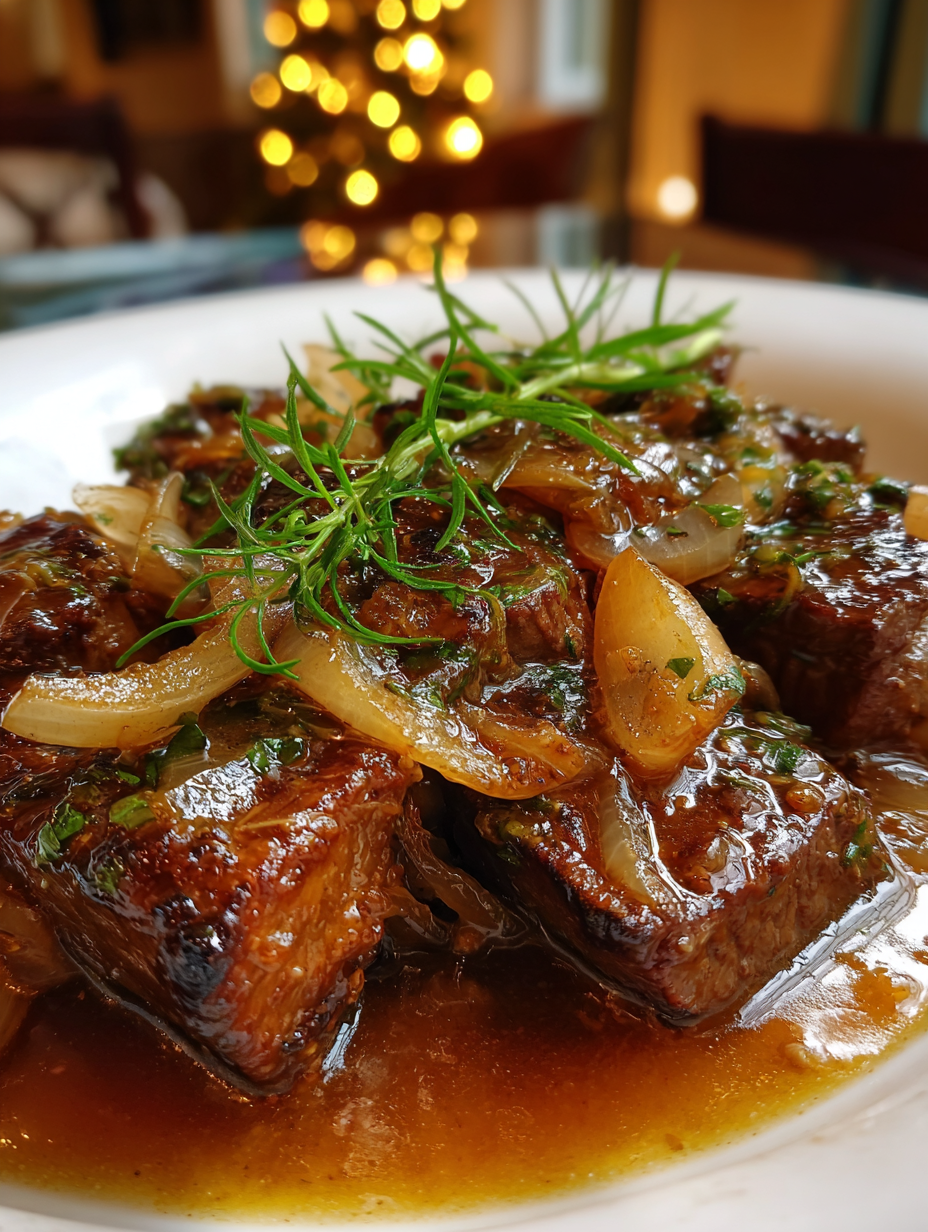 zwiebelfleisch rezept: Zwiebelgeschmorter Rinderschmorbraten perfekt zubereitet
