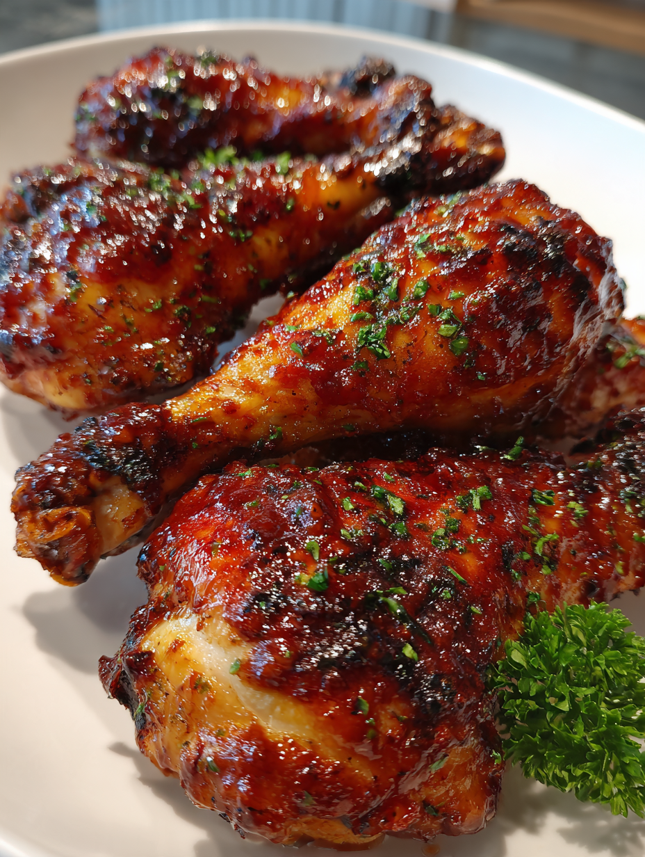 Airfryer BBQ Hähnchenschenkel: Herrlich Knusprig und Zart: Einfach himmlisch mit Honig-Senf-Glasur