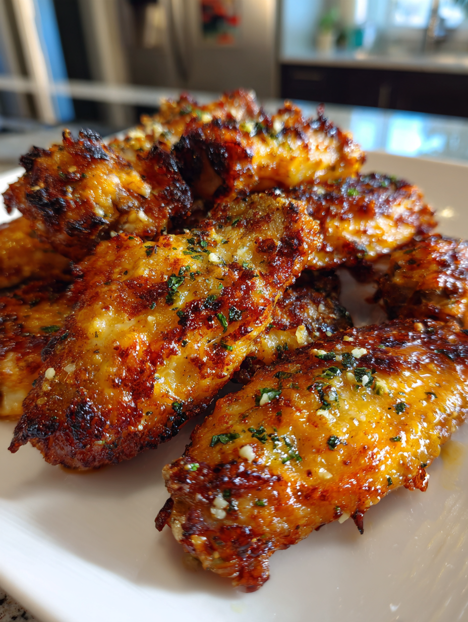 Airfryer Chicken Wings mit Knoblauch und Parmesan: Der Ultimative Crunch: Knusprig und würzig aus der Heißluftfritteuse