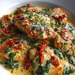 Cremige Toskana-Hähnchenpfanne Rezept: Herrlich Reichhaltig und Einfach: Cremig und voller Geschmack mit Spinat und Tomaten