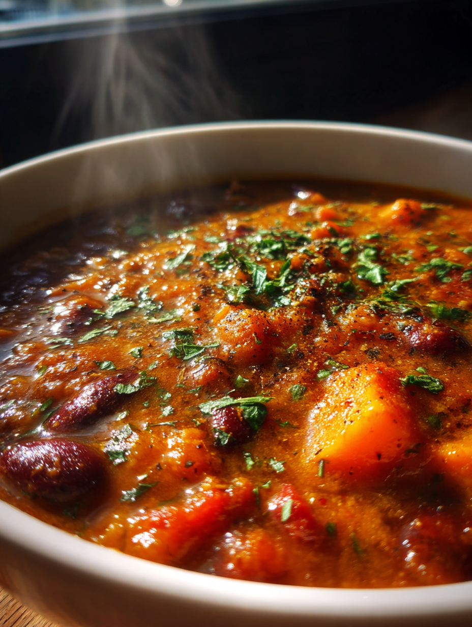 Slow-Cooker Kürbis-Chili Rezept: Einfaches und Leckeres Herbst-Comfort-Food: Herzhaftes Chili mit aromatischen Gewürzen und Bohnen
